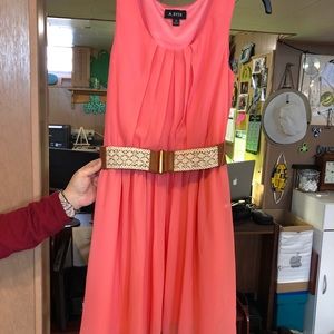 Coral dress with adorable belt!